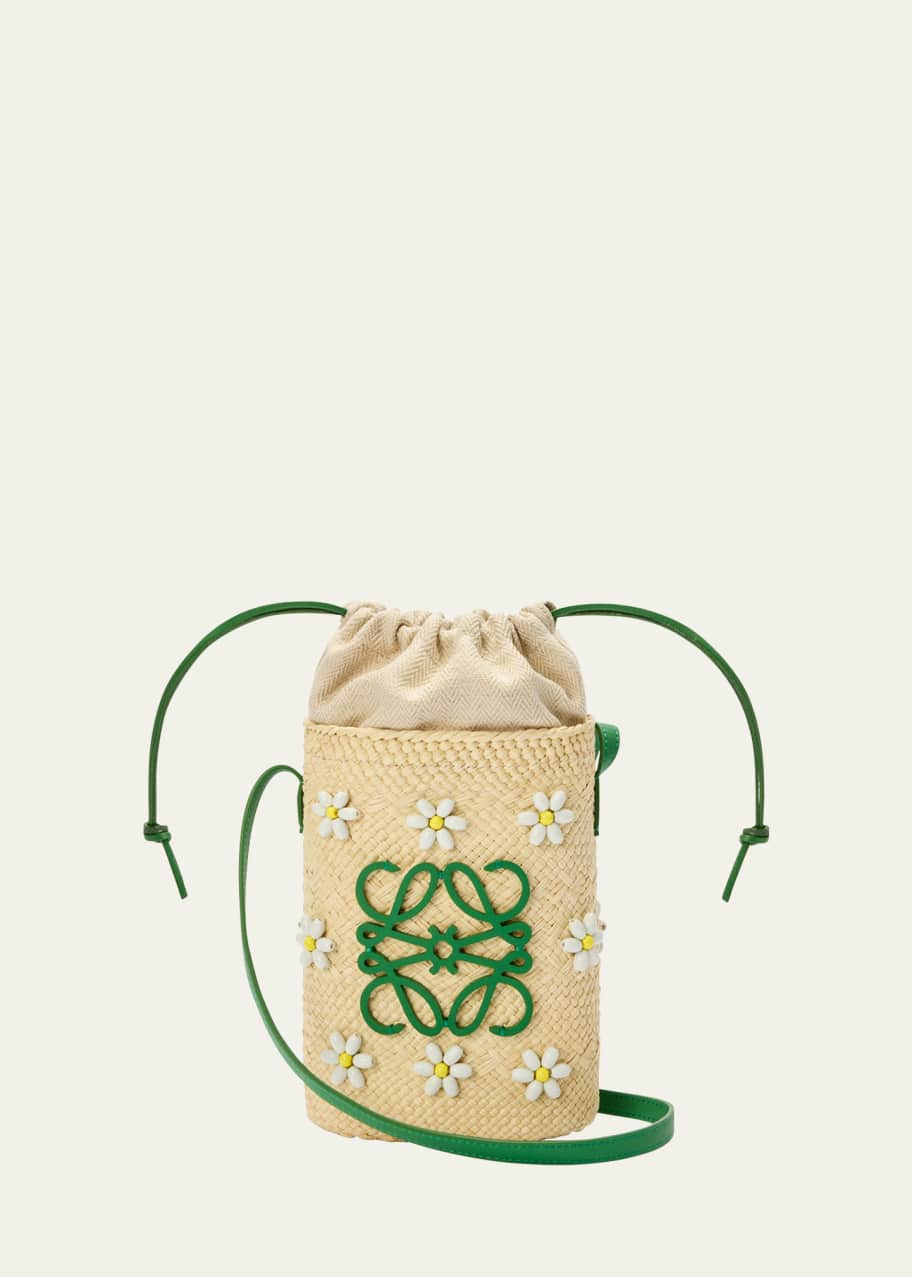 Image 1 of 1: x Paula’s Ibiza Anagram Flower Straw Pocket Crossbody Bag