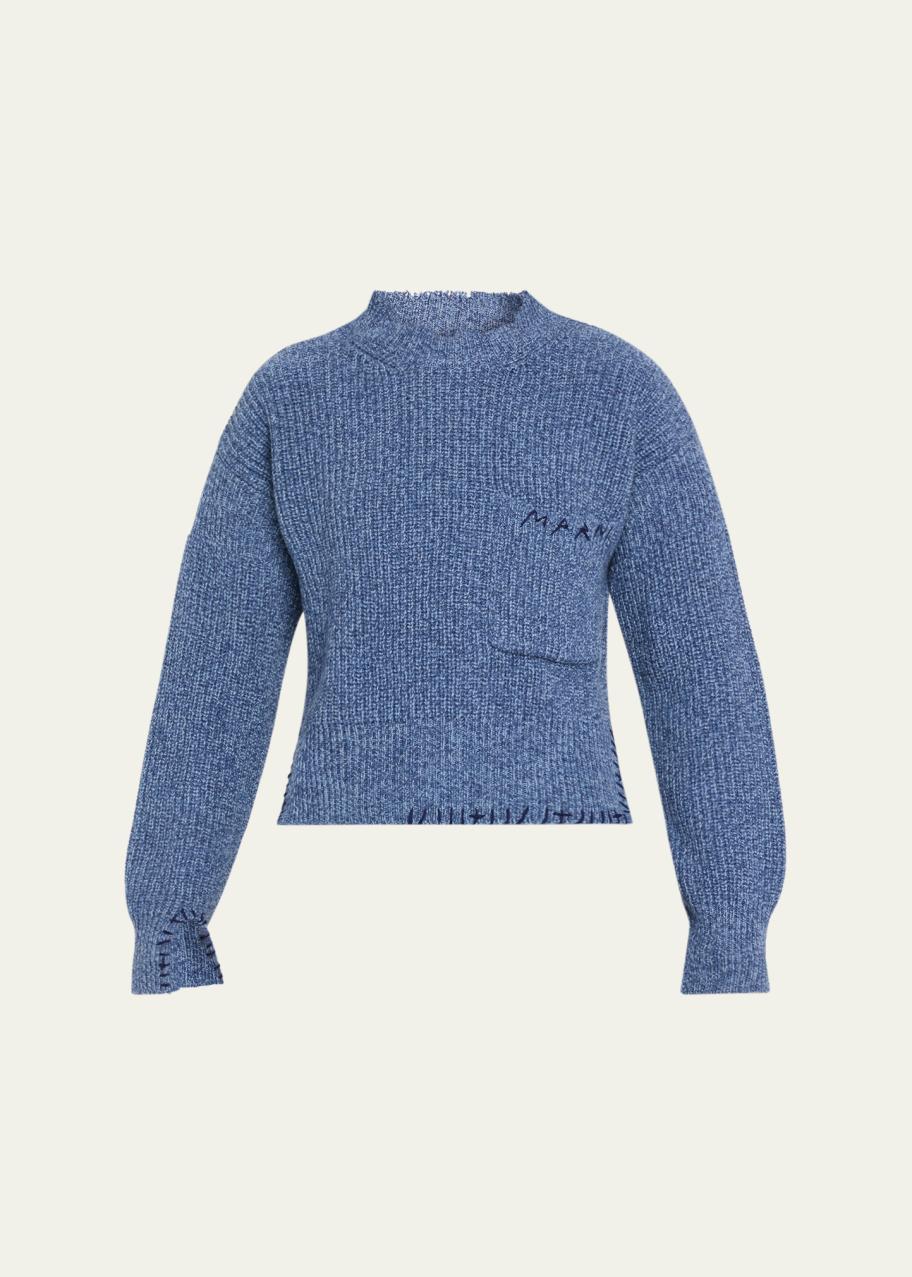 Marni Turtleneck Raw-Cut Slits Sweater - Bergdorf Goodman