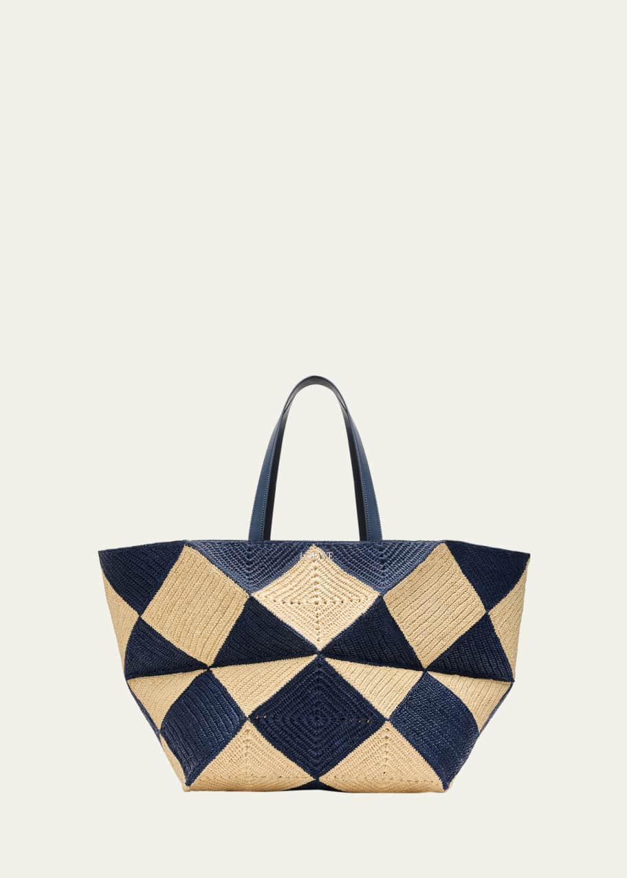LOEWE テラクロッグ Loewe Men's XXL Puzzle Fold Raffia Tote Bag - Bergdorf Goodman