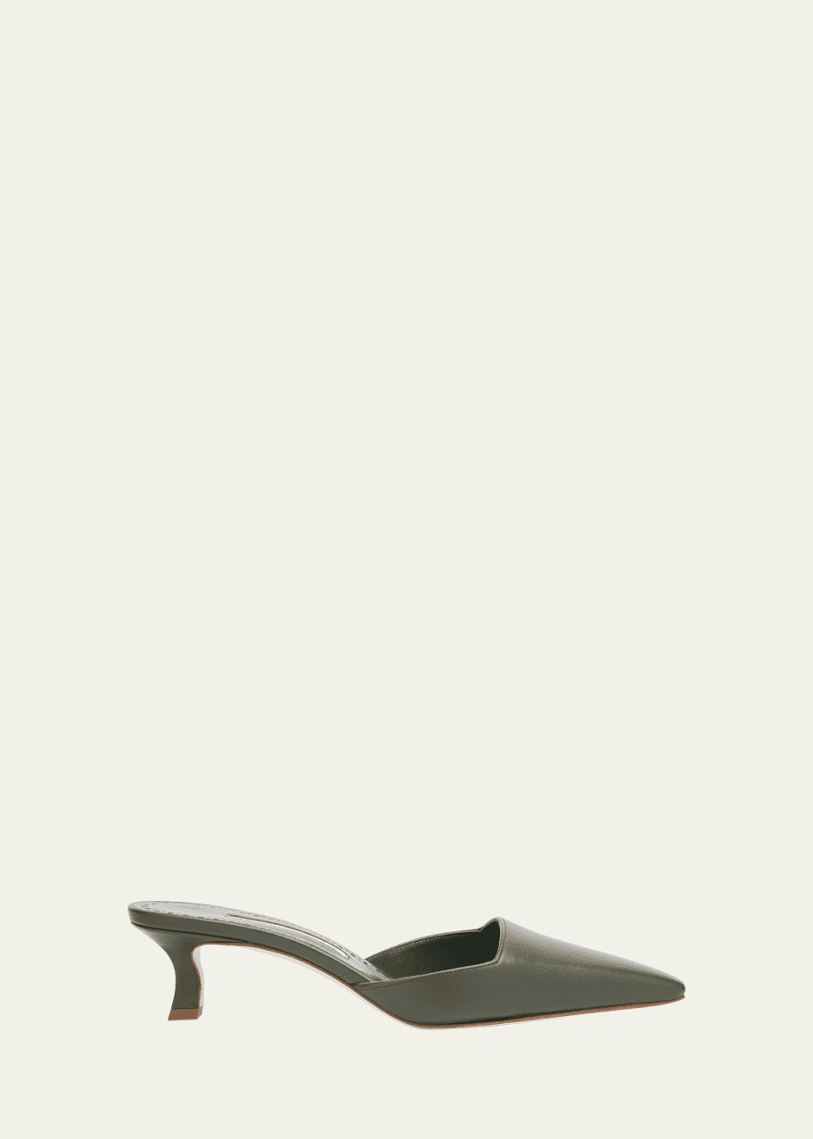 Manolo Blahnik Moiramu Leather Mules - Bergdorf Goodman