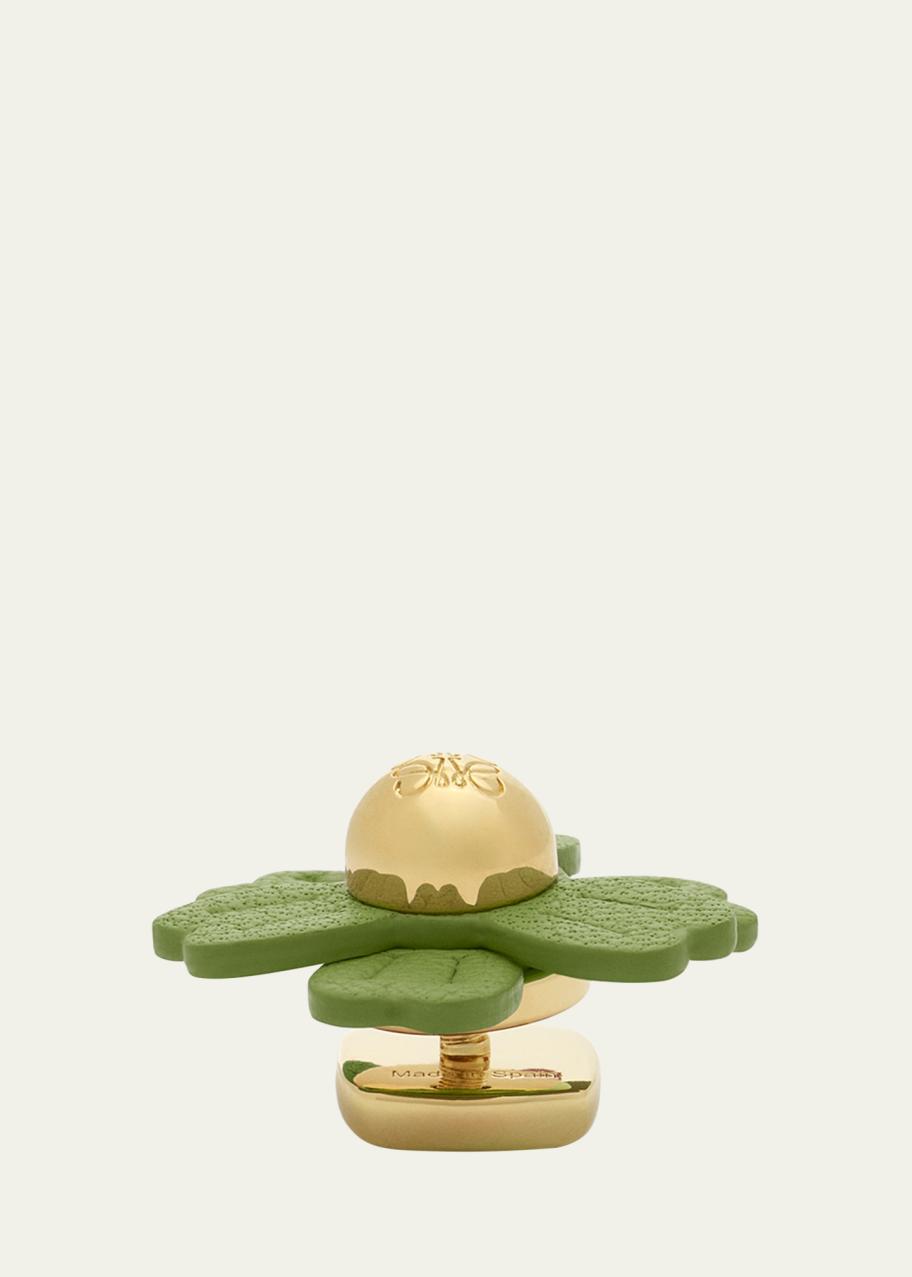 Loewe Flower Pin in Brass and Calfskin - Bergdorf Goodman