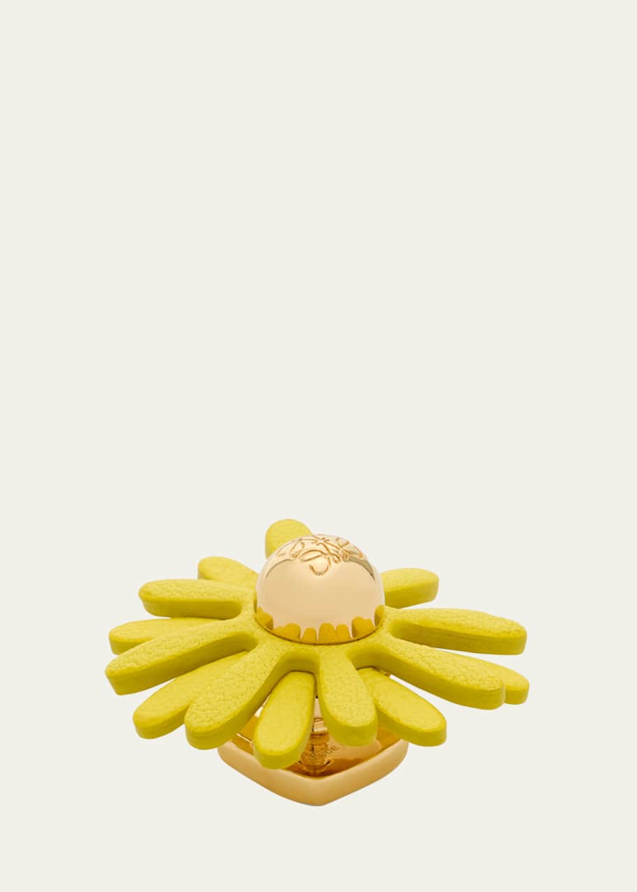 Image 1 of 1: Flower Pin in Brass and Calfskin