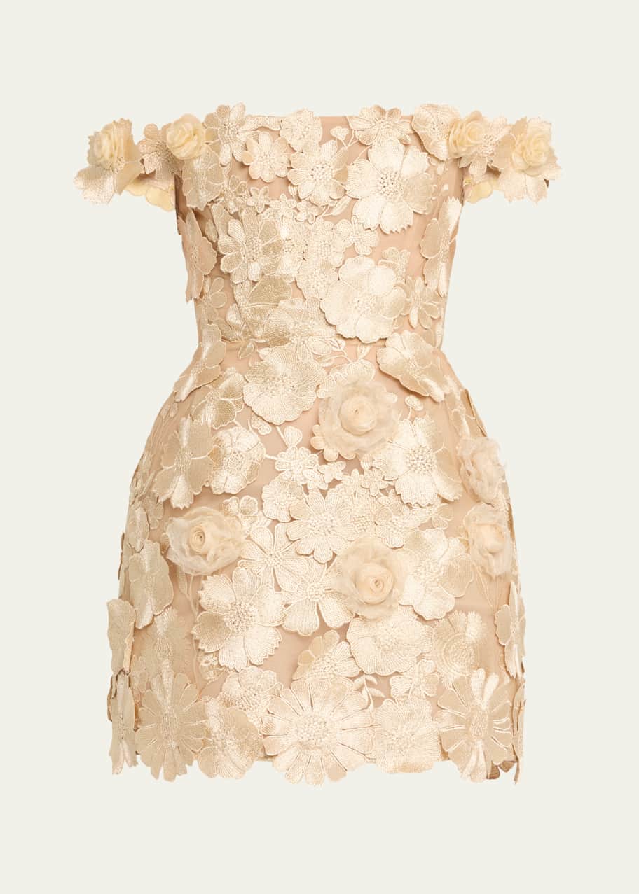 Bronx Banco Jasmine Maraya Floral-Embroidered Mini Dress