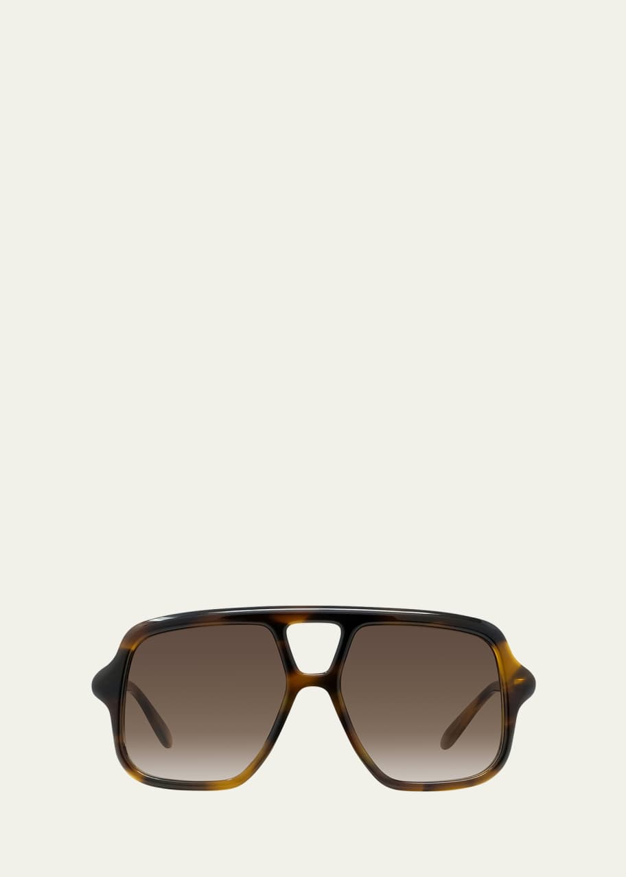 Image 1 of 1: Slim Aviator Logo Sunglasses