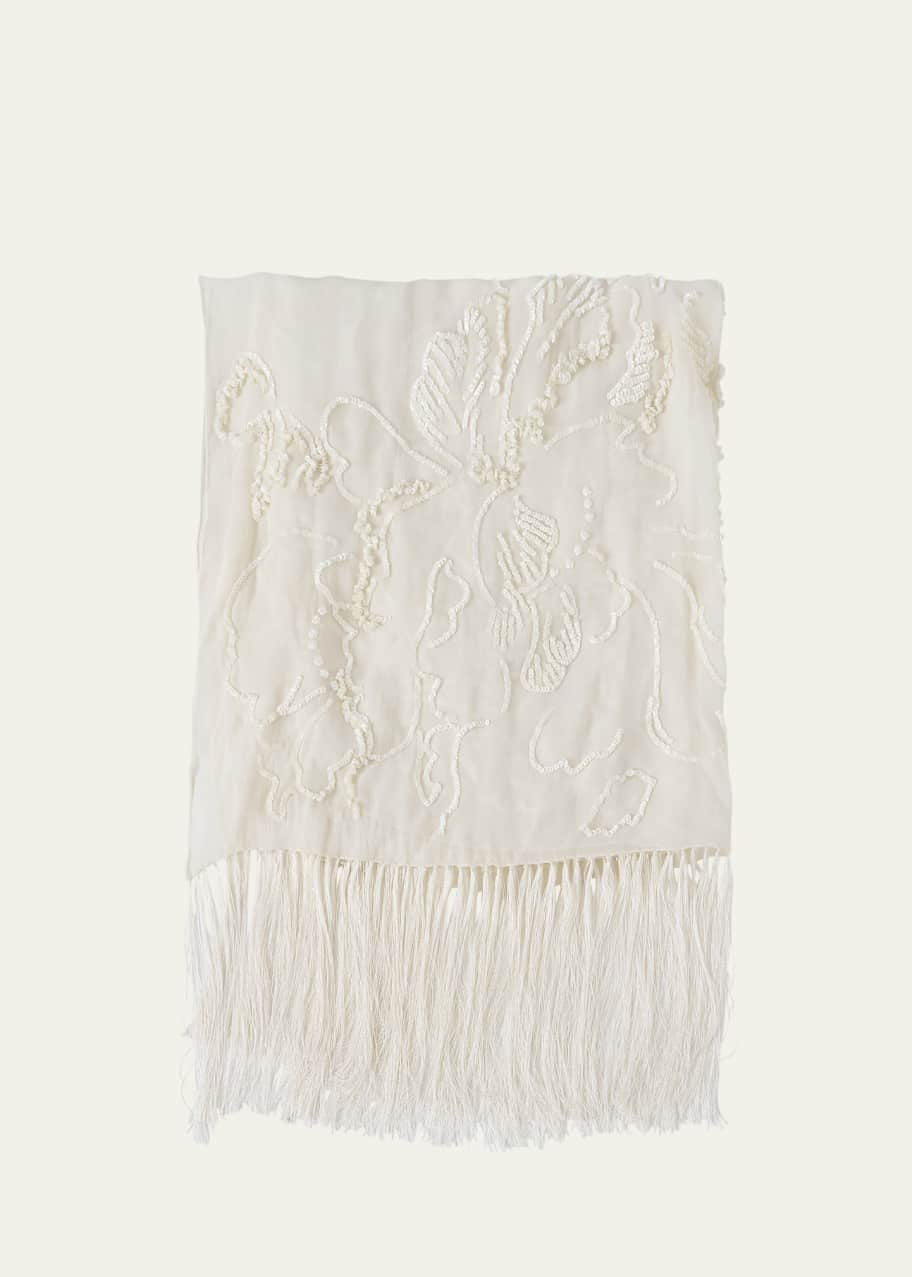 Dries Van Noten Felicia Floral Sequined Fringe Scarf - Bergdorf