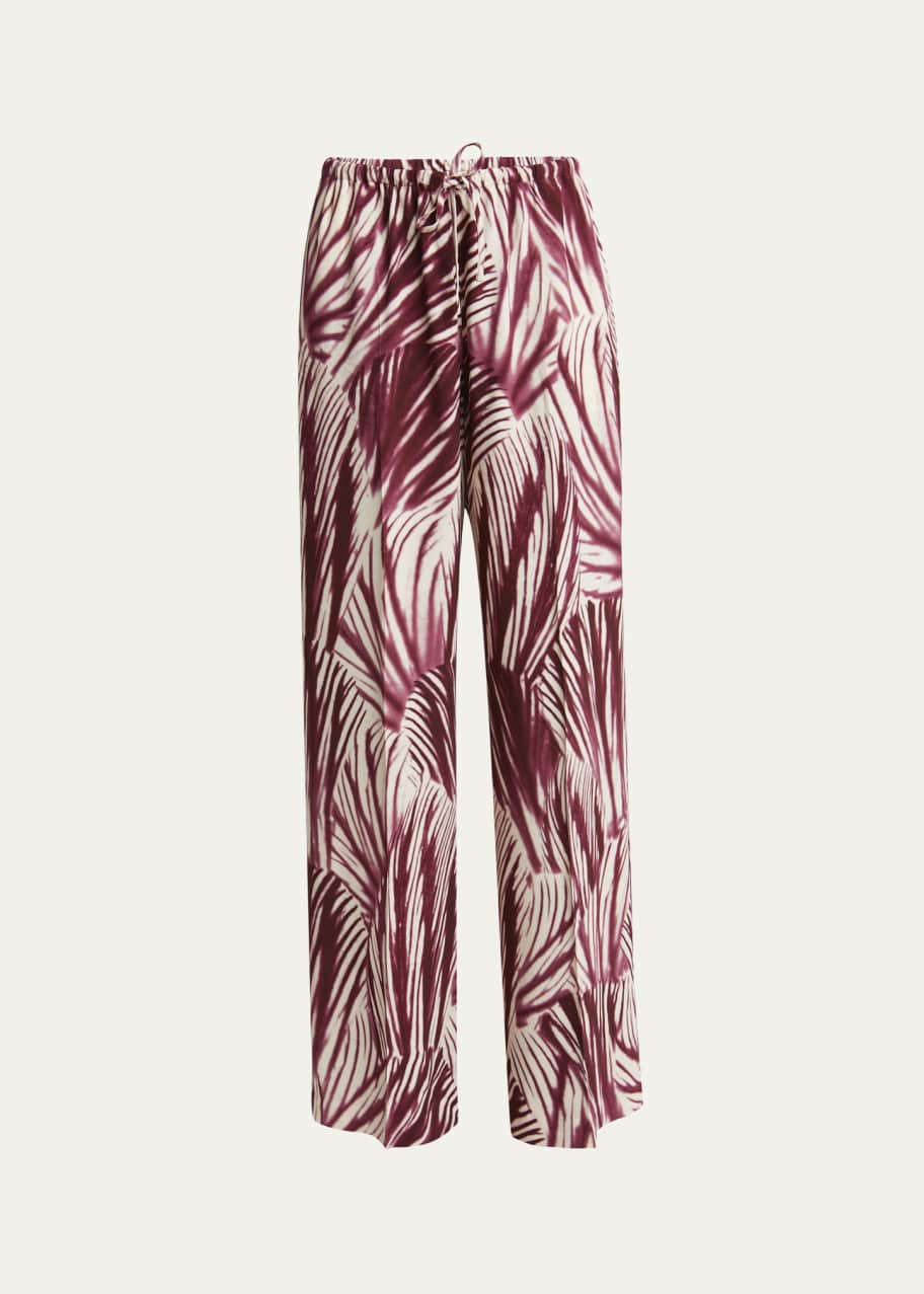 Image 1 of 1: Puvis Printed Wide-Leg Drawstring Pants