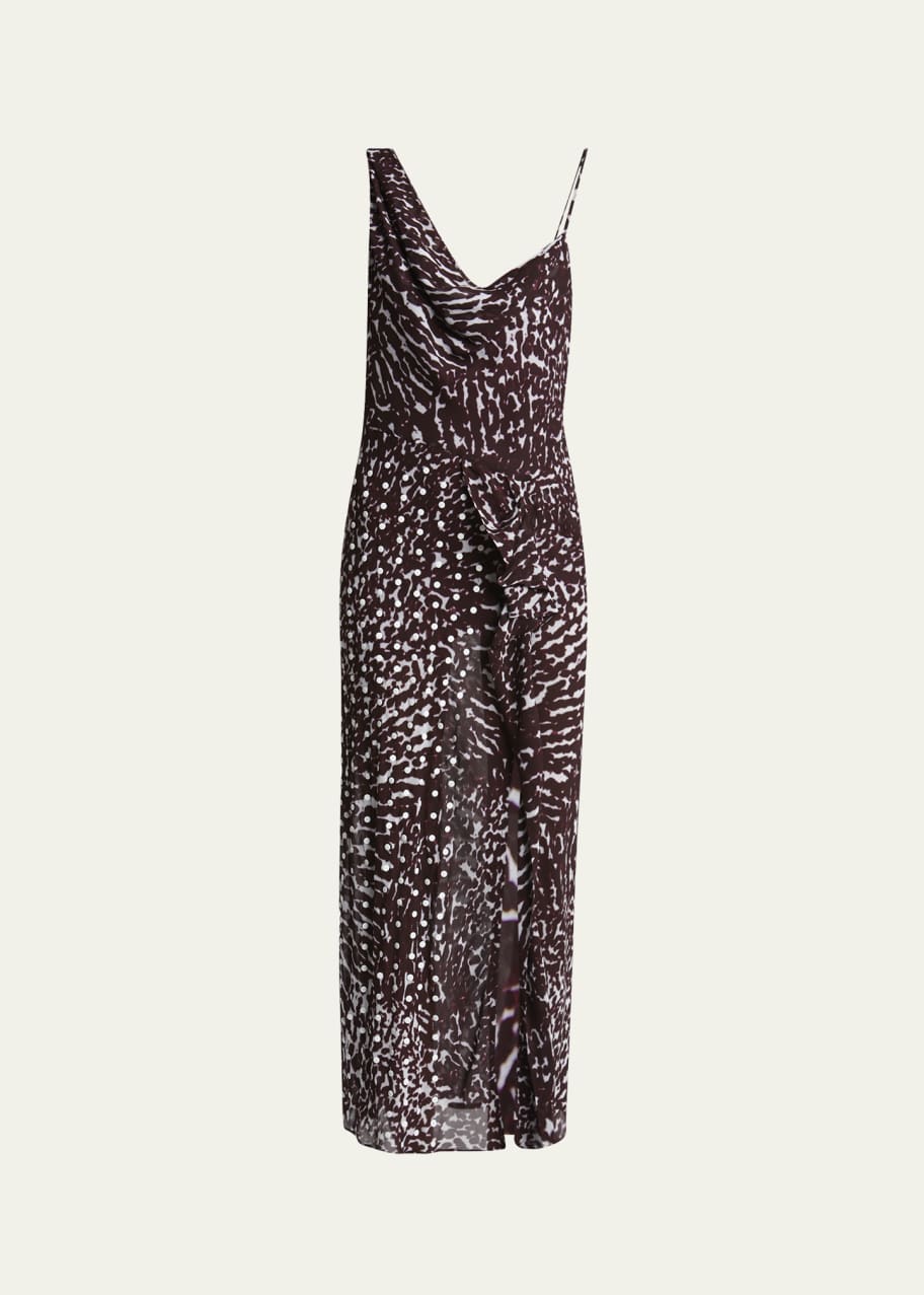 Image 1 of 1: Deyon Abstract Print Draped Dress