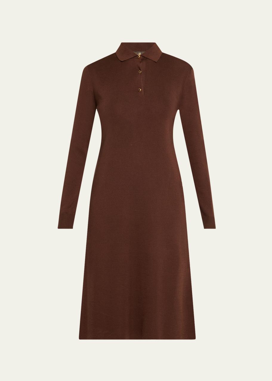 Loro Piana Lyskamm Long-Sleeve Silk Polo Dress - Bergdorf Goodman