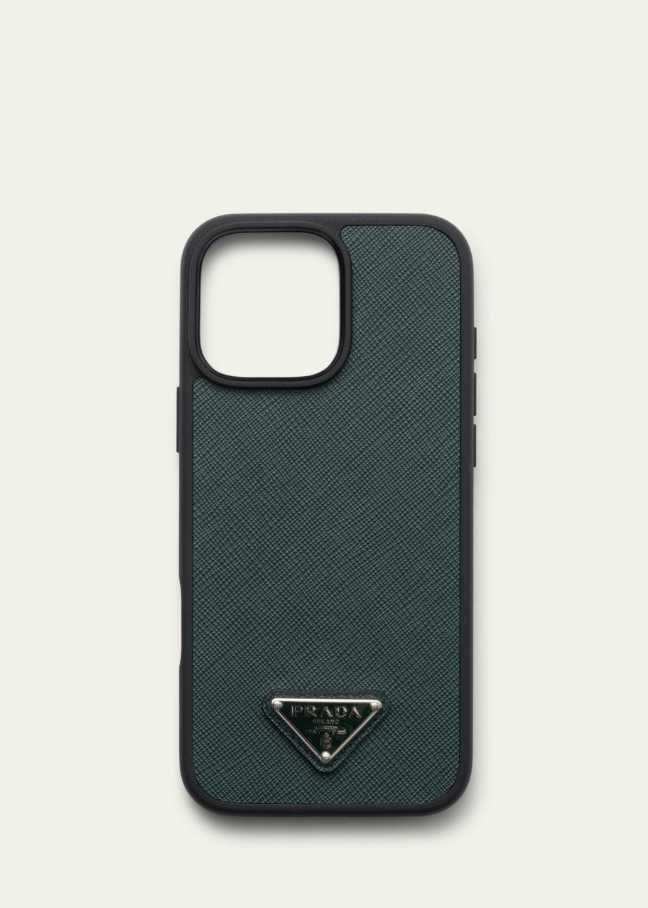 【定価7万→1.8万】PRADA iPhone 16 Pro ケース Prada Men's iPhone 16 Pro Max Leather Triangle Logo Case