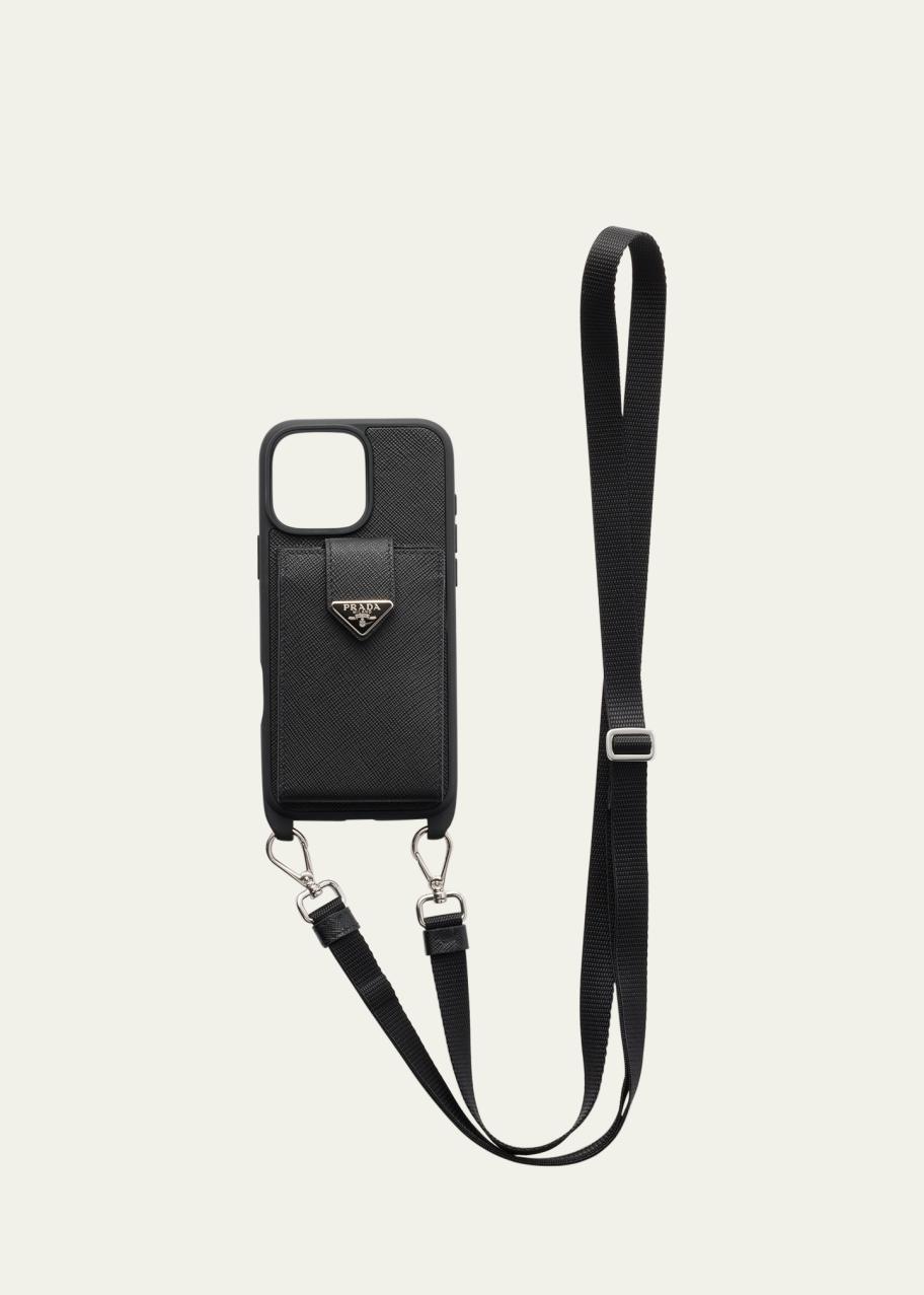 Prada Men's Saffiano Leather Phone Case for iPhone 16 Pro Max