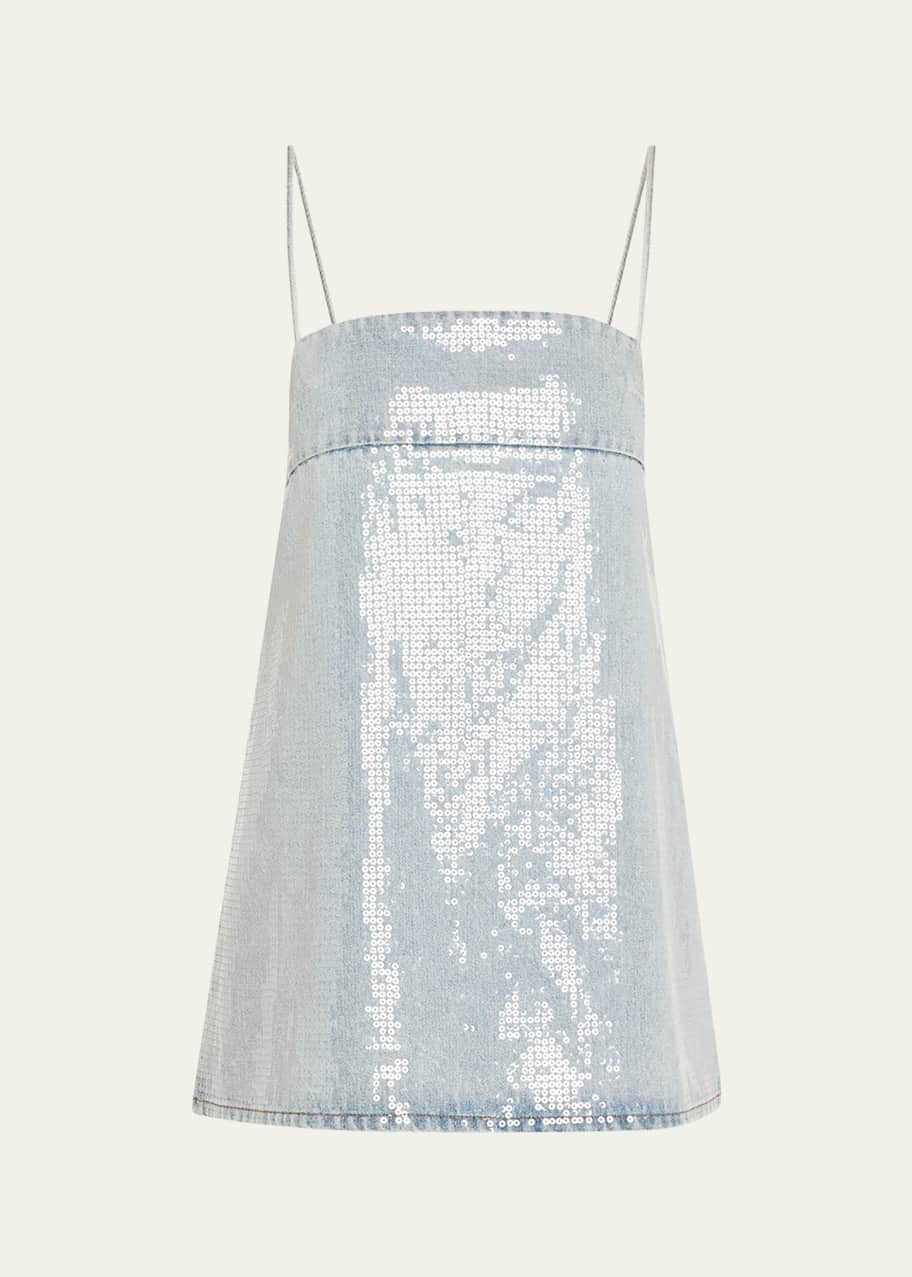 white christmas dresses Linez Embellished Denim Dress – Retrofete main image 0