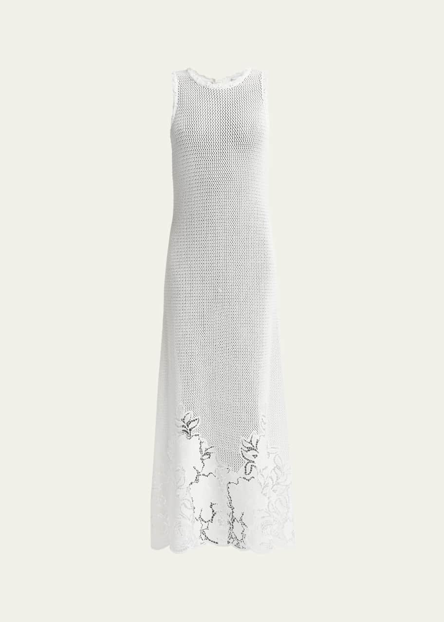 Image 1 of 1: Crochet Floral Sleeveless Maxi Dress