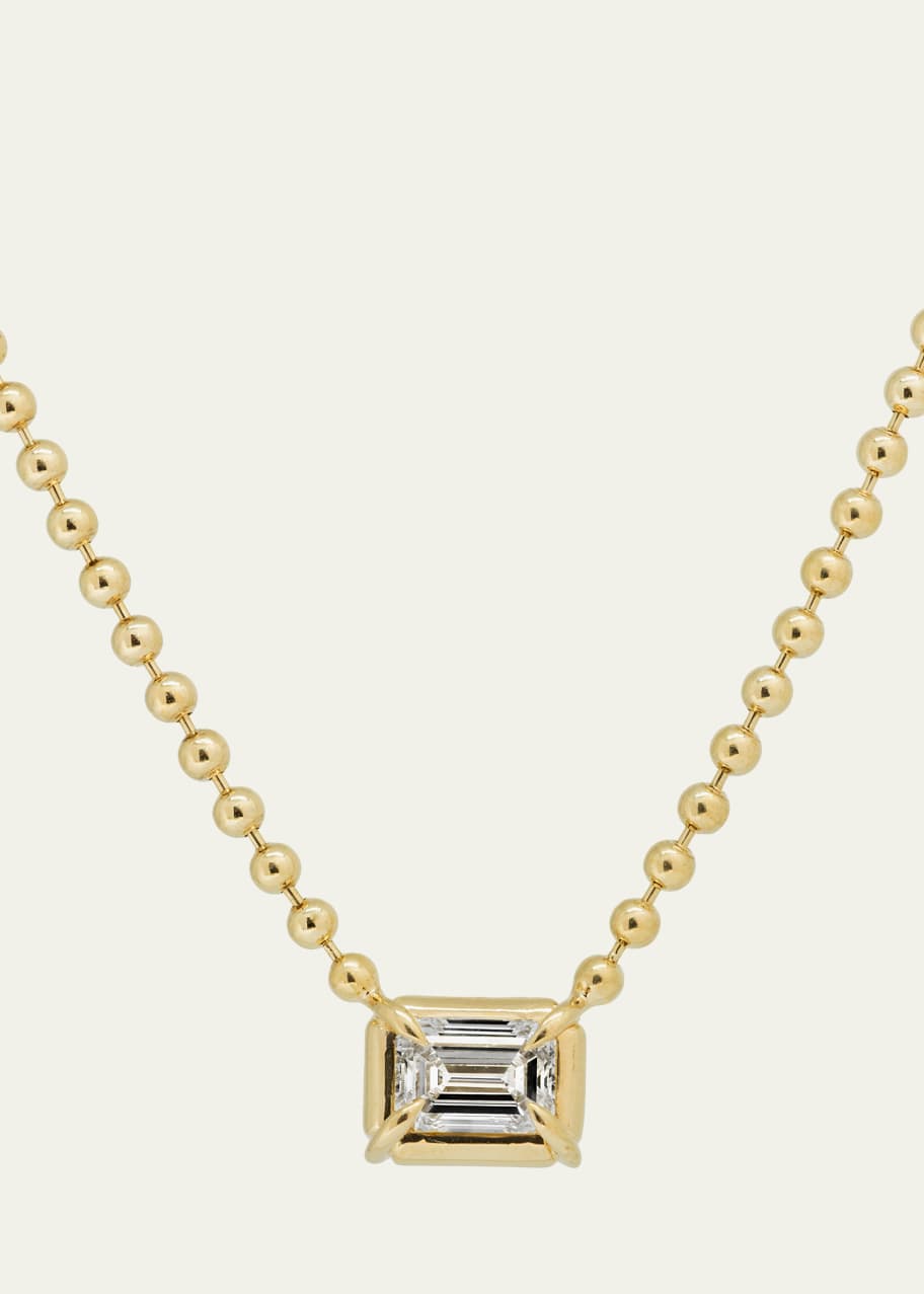 Image 1 of 1: Solar Drop Emerald Solitaire Necklace
