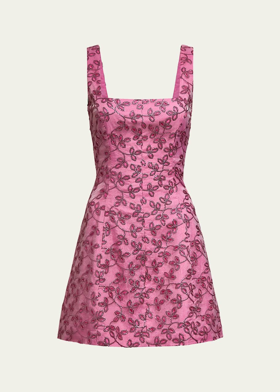 markarian mini dress Markarian Nyc - Cecilia Watercolor Floral Ikat Scoop Neck Mini Dress