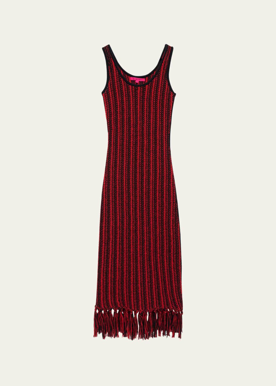 Image 1 of 1: Striped Fringe Sleeveless Maxi Dress