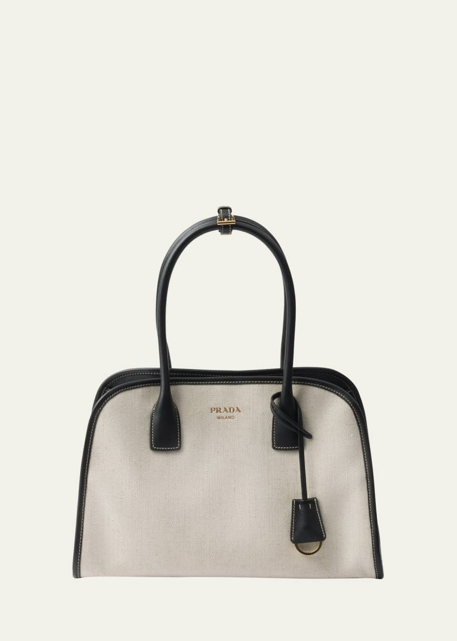 Prada Canvas and Leather Top-Handle Bag - Bergdorf Goodman