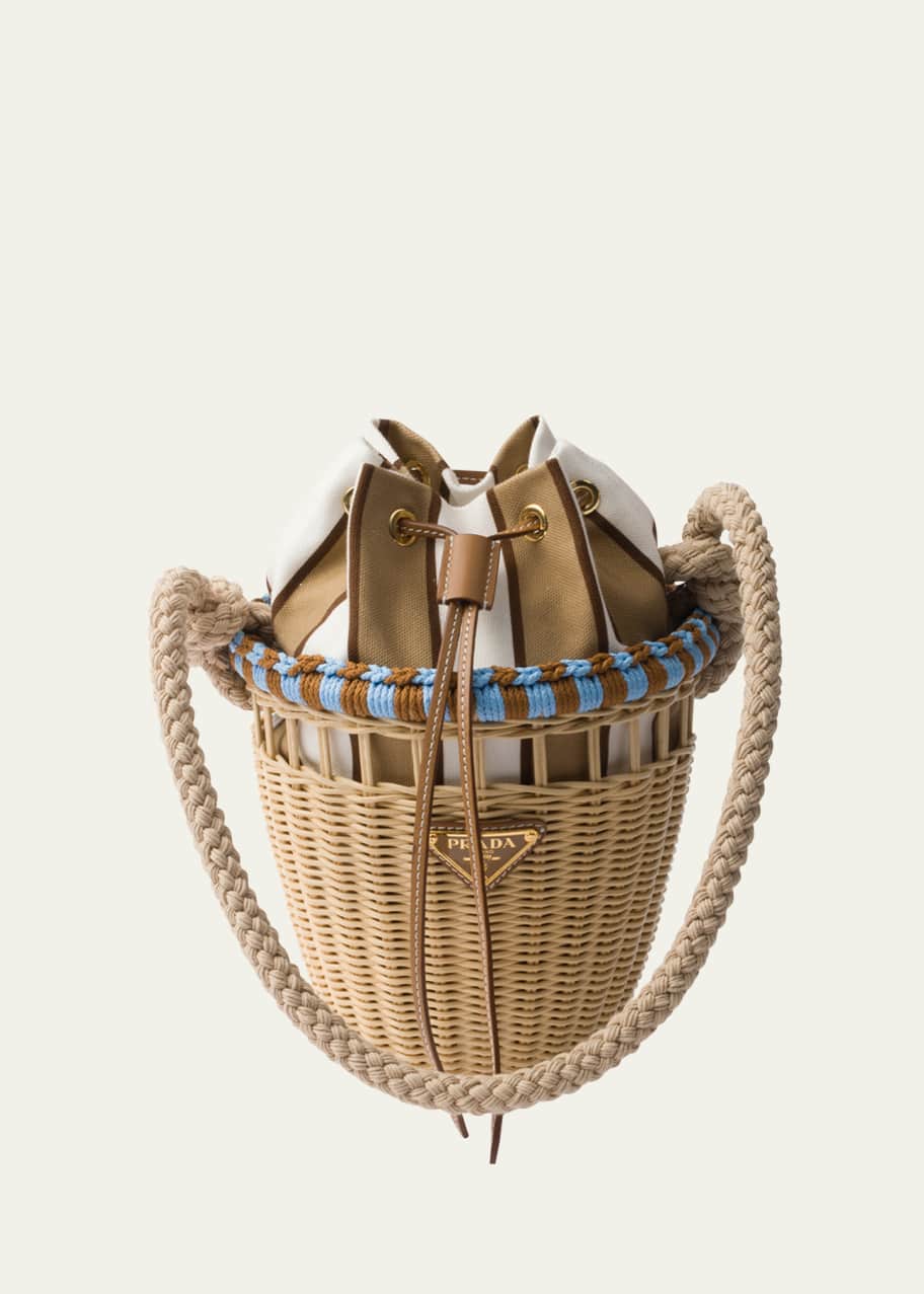 Image 1 of 1: Basket Rope Rattan Bucket Bag