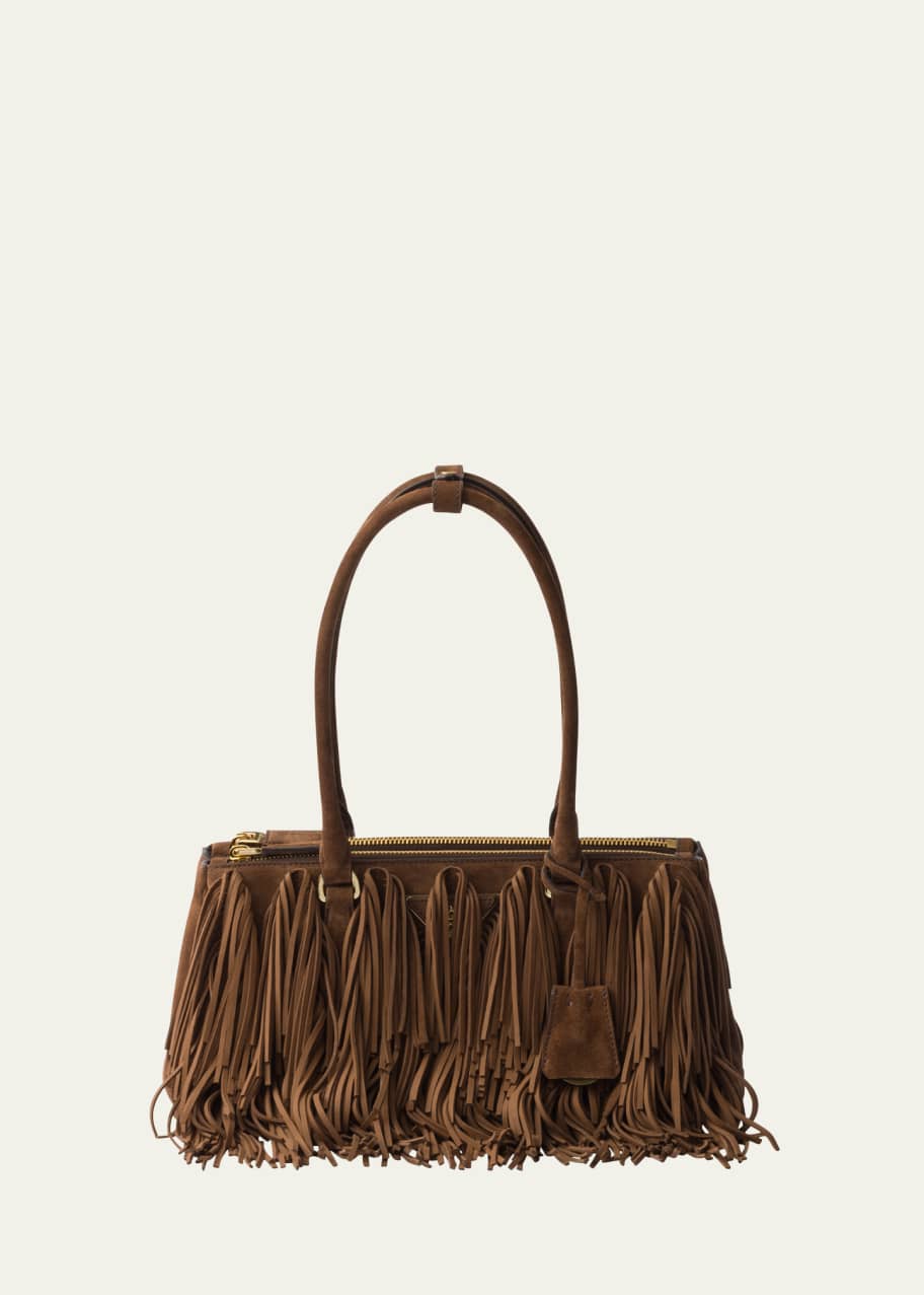 Image 1 of 1: Galleria Fringed Suede Shoulder Bag