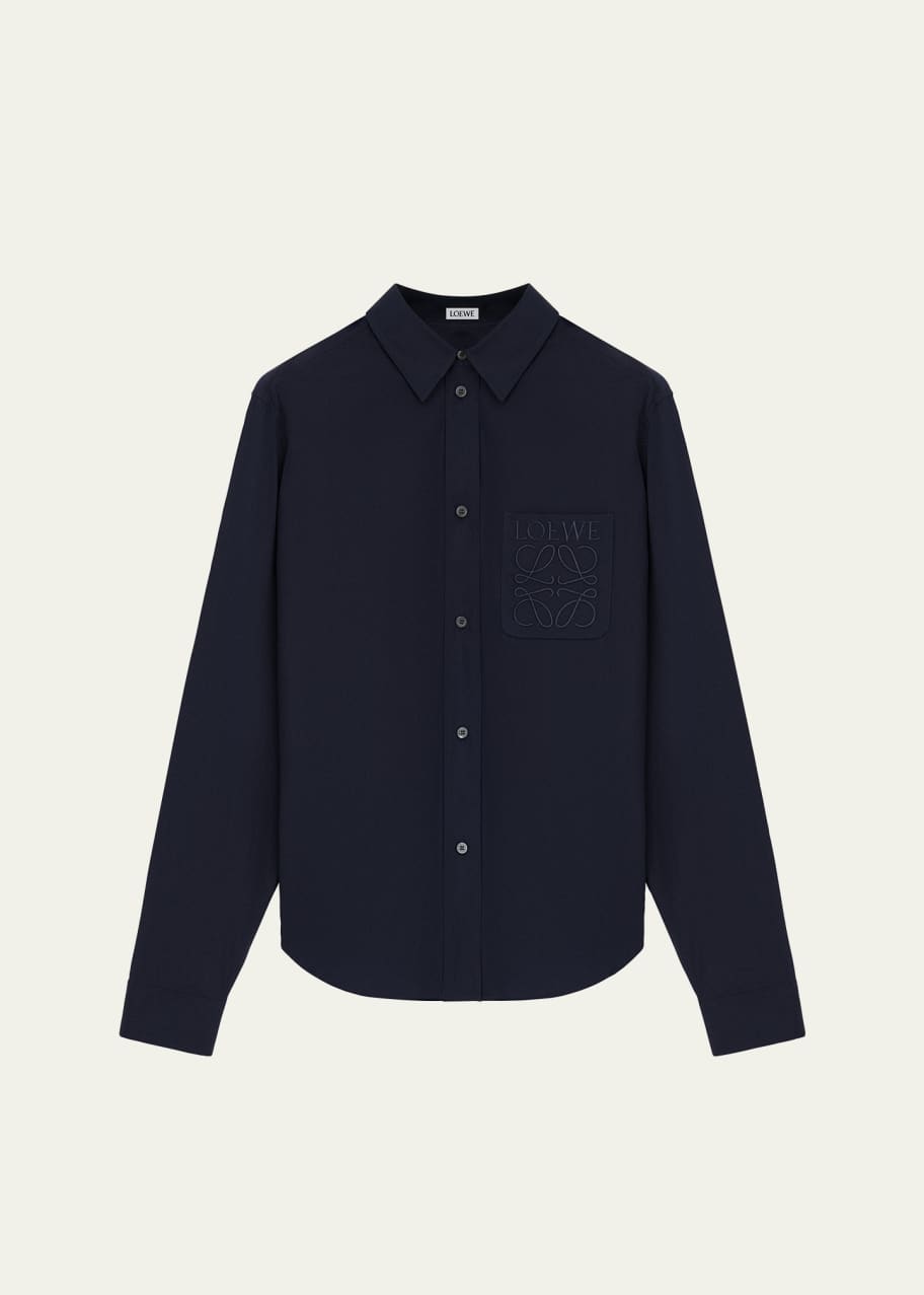 Image 1 of 1: Men's Poplin Tonal Anagram Pocket Sport Shirt