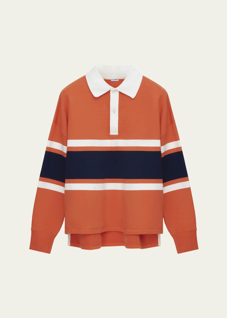 Image 1 of 1: Men's Multi-Stripe Long-Sleeve Rugby Shirt