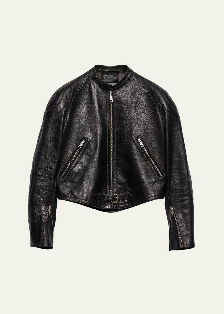 Prada Cropped Leather Jacket - Bergdorf Goodman