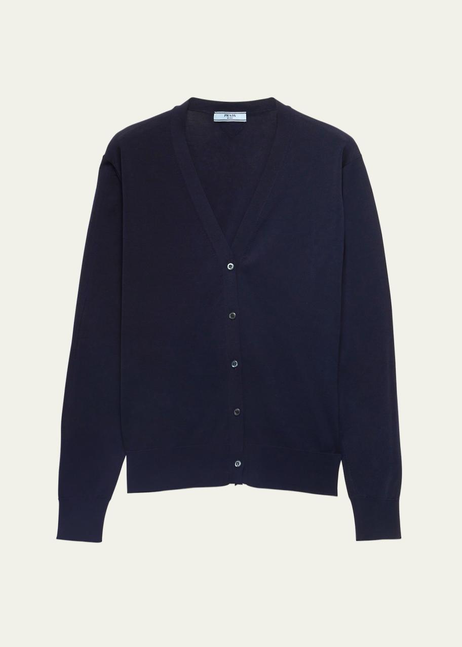 Prada Cotton V-Neck Cardigan - Bergdorf Goodman