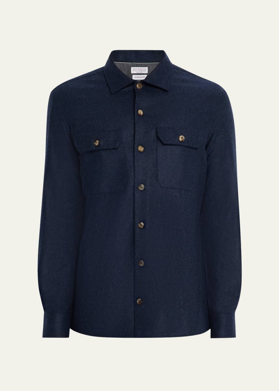 Image 1 of 1: Men's Carded Flannel Overshirt
