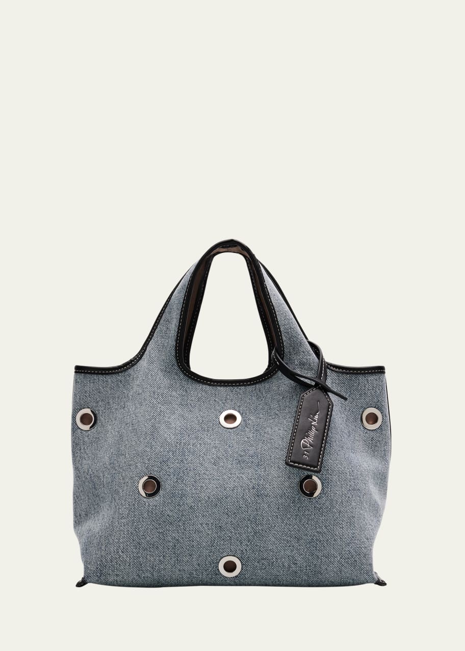 Image 1 of 1: Cotton Denim Mini Market Tote Bag