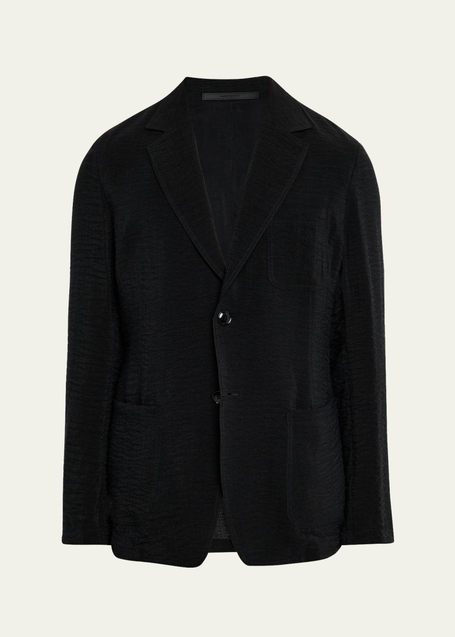 Giorgio Armani Men's Herringbone Cupro-Blend Blazer - Bergdorf Goodman