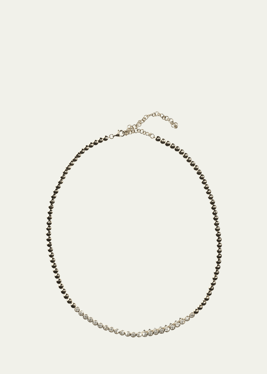 Image 1 of 1: Tubbo Sideway 14K Gold Diamond and Emerald Tennis Necklace