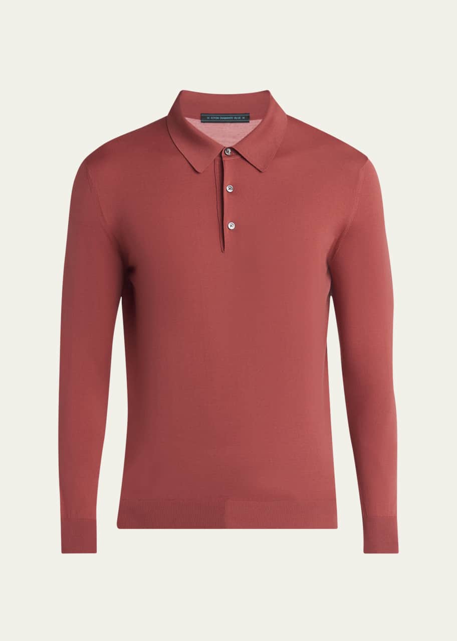 Image 1 of 1: Men's Slim Wool Polo Sweater