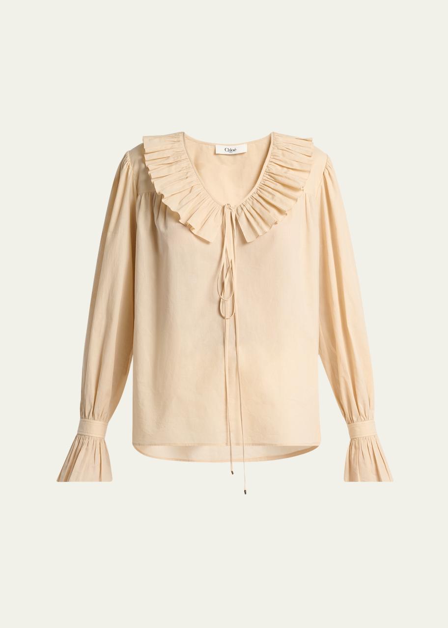 Chloé Ruffle Cotton Voile Blouse - Bergdorf Goodman