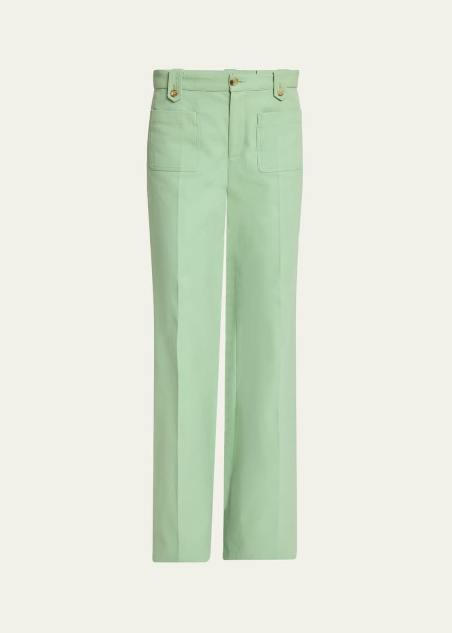 Image 1 of 1: Wide Leg Cotton Canvas Pants