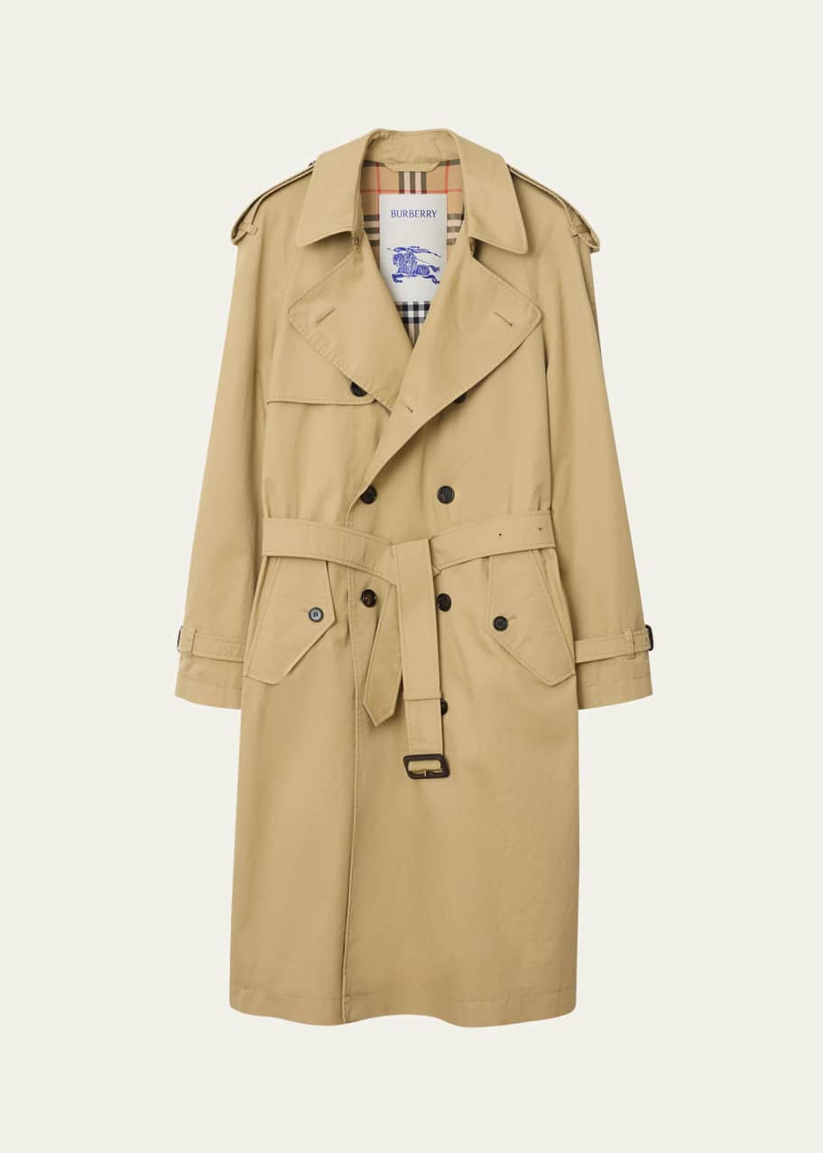 Image 1 of 1: Men's Mid-Length Gabardine Trench Coat