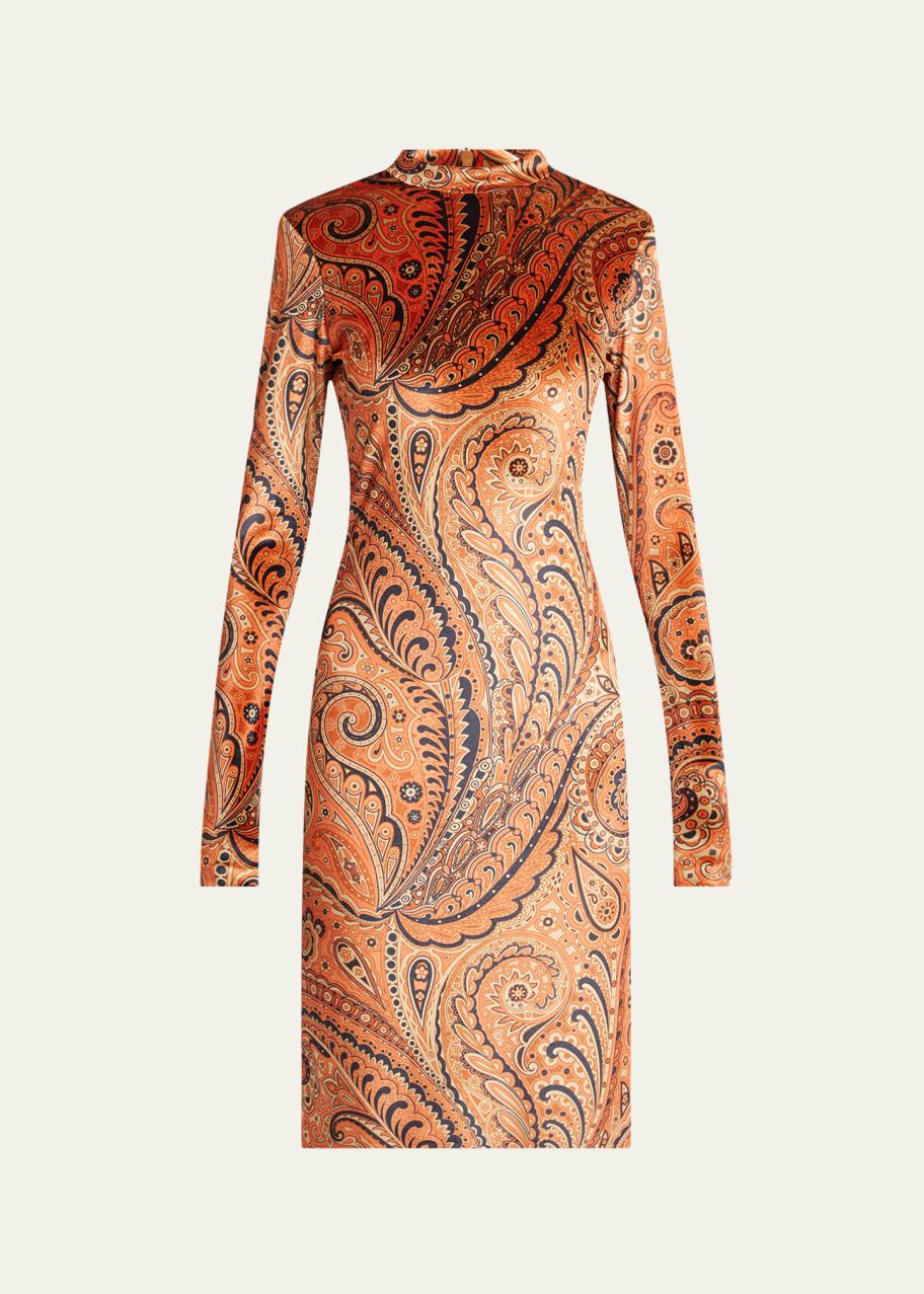 Etro Long-Sleeve Velvet Paisley Dress - Bergdorf Goodman