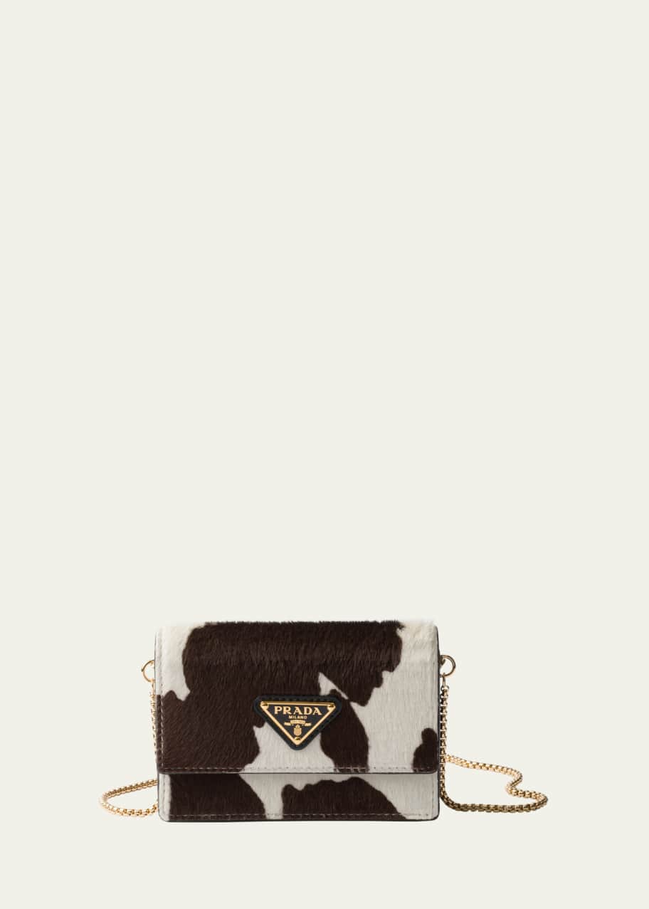 Prada Mini Cow-Print Calf Hair Wallet on Chain Bergdorf Goodman