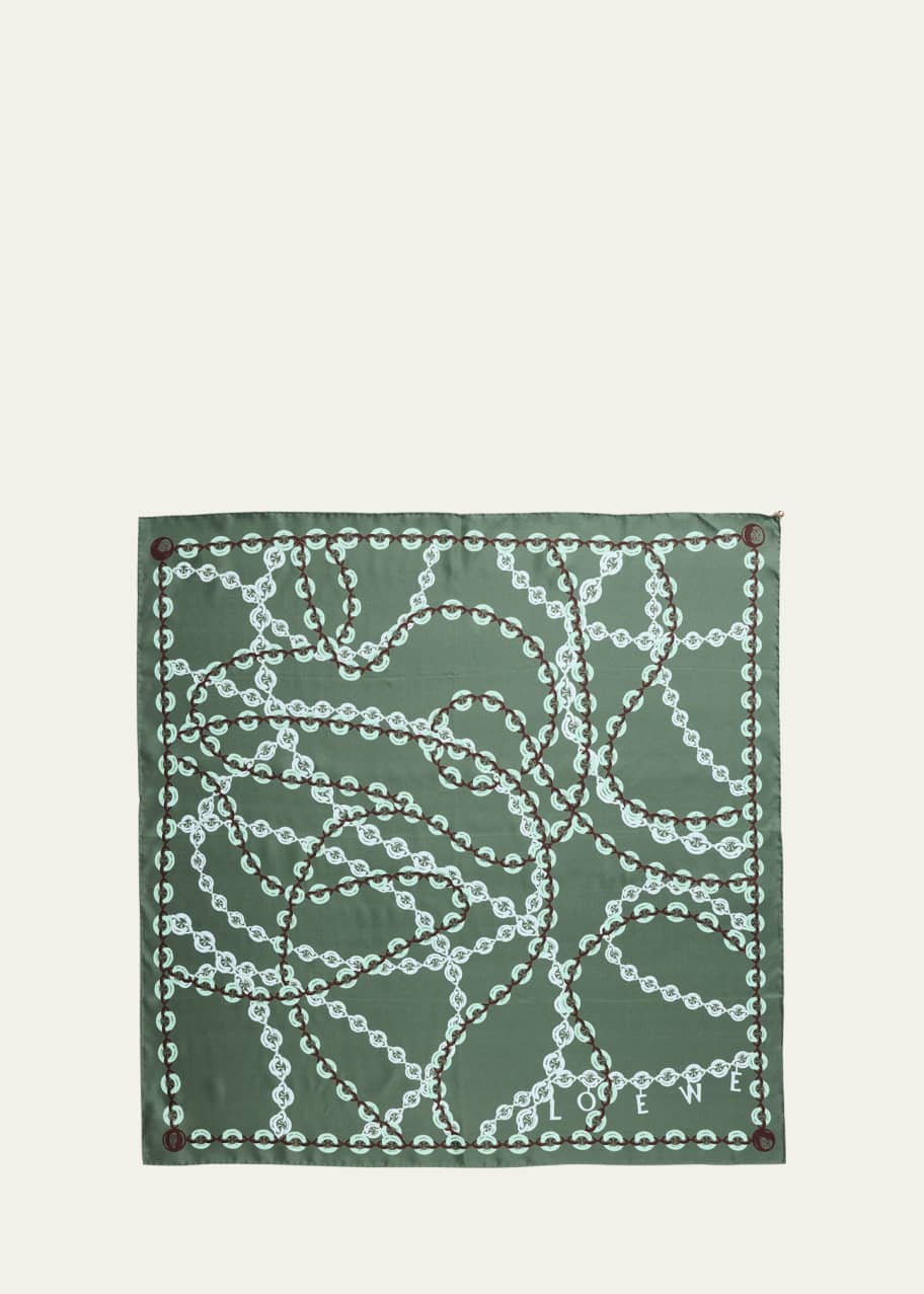 Image 1 of 1: Donut Chain Printed Silk Scarf with Detachable Pebble