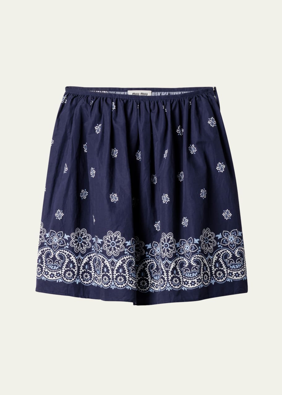 Image 1 of 1: Poplin Fiammato Bandana Knee-Length Skirt