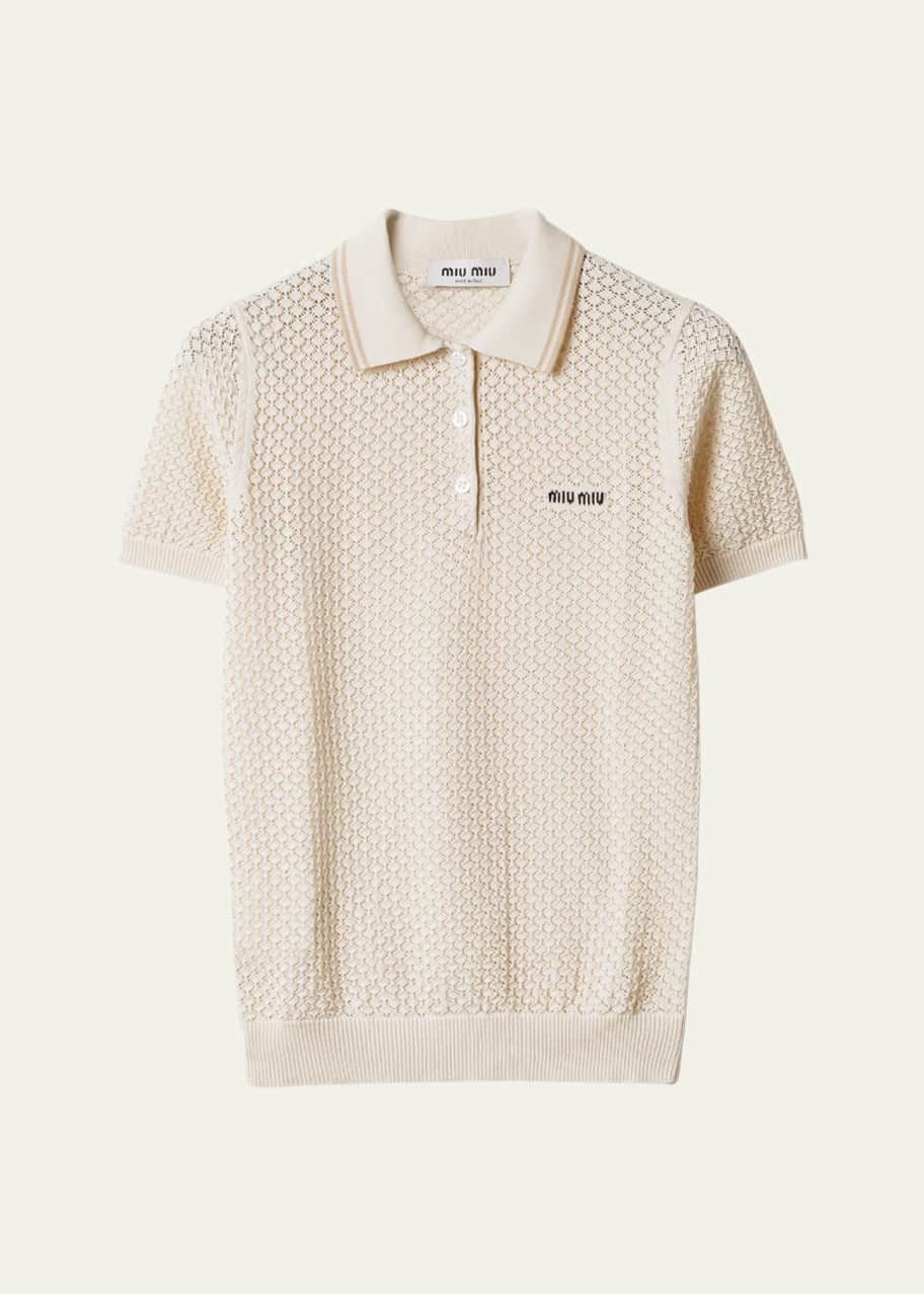トップス miumiu polo shirt Miu Miu Cotton Piqué Polo Shirt | Blue | FARFETCH