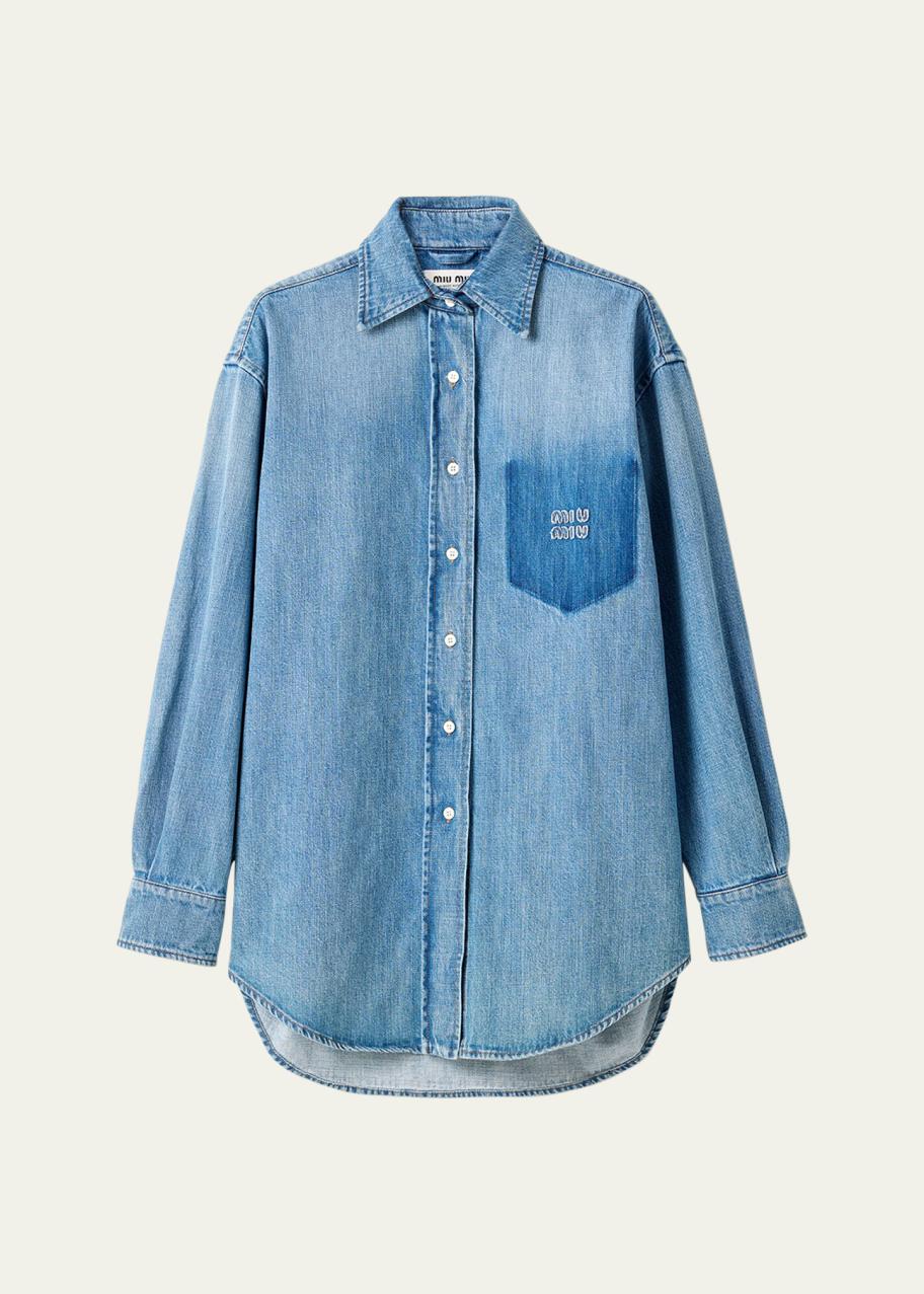 Miu Miu Denim Oversized Button-Down Shirt - Bergdorf Goodman