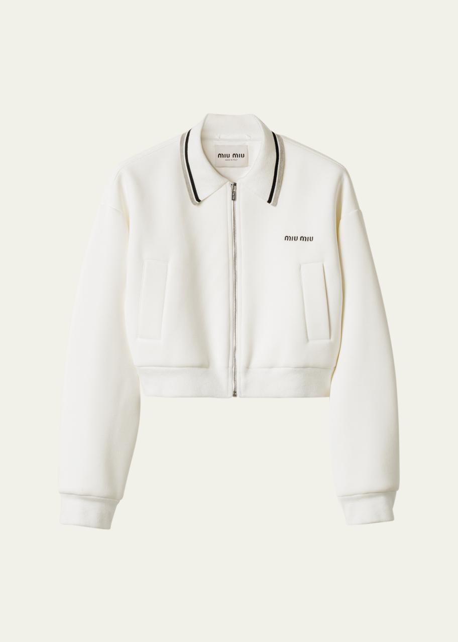 miu miu　白タグクロップドボトム　38size ak213 Miu Miu Piquet Cropped Zip Jacket - Bergdorf Goodman