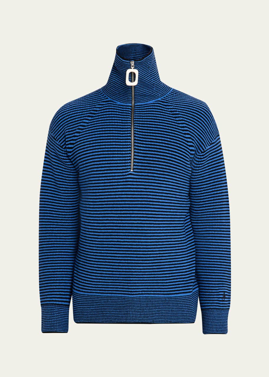 JW Anderson Men's Stripe Half-Zip Turtleneck Sweater - Bergdorf