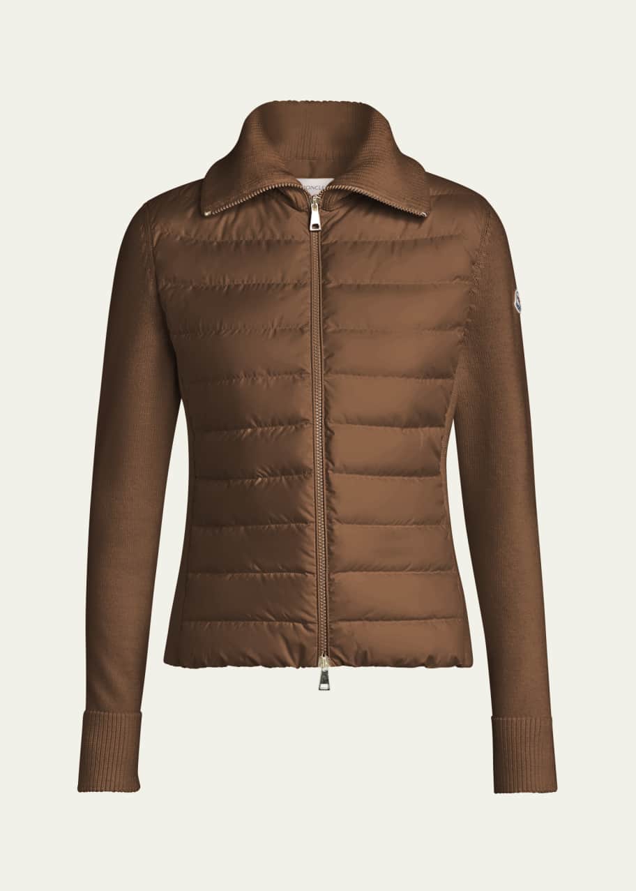 Moncler Padded Wool Zip-Up Cardigan - Bergdorf Goodman