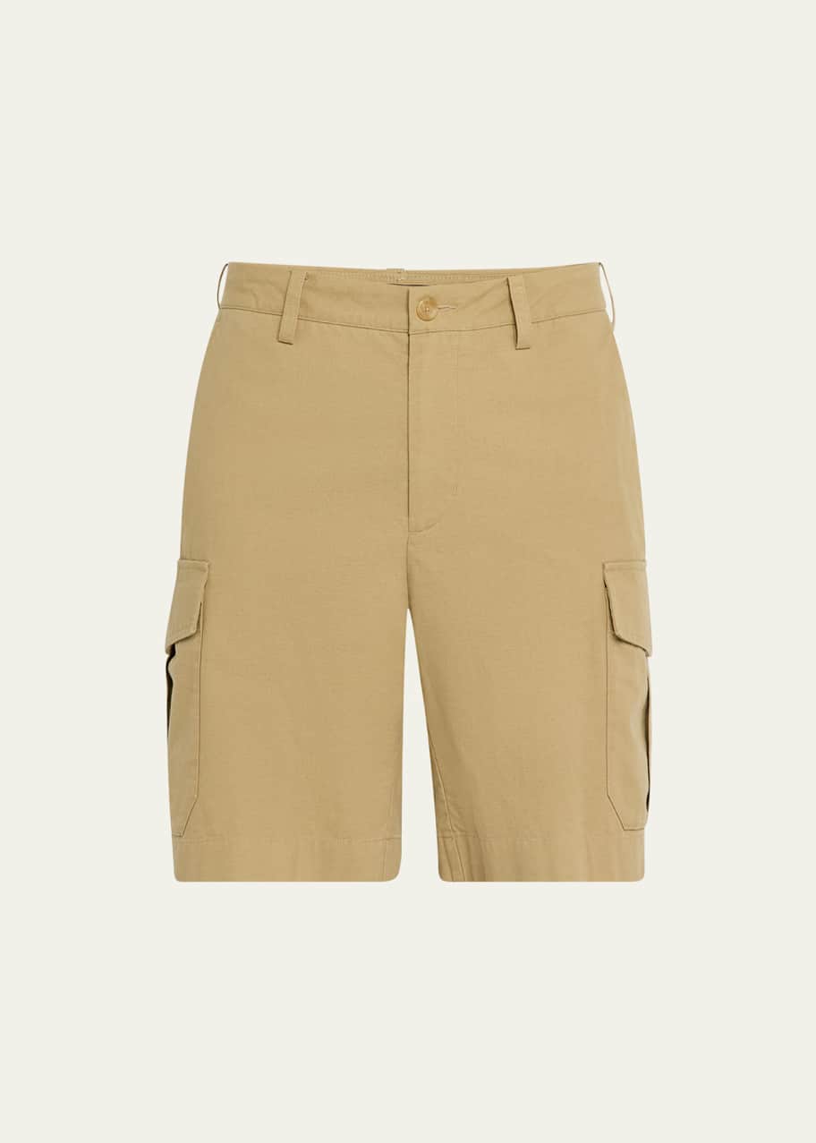 Image 1 of 1: Men's Cotton and Linen Cargo Shorts