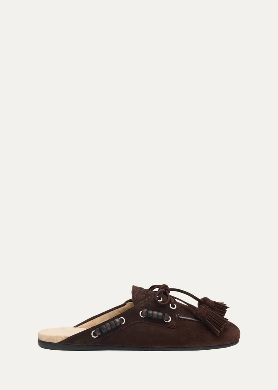 miu miu ミュール Miu Miu Suede Tassel Mocassin Mules - Bergdorf Goodman