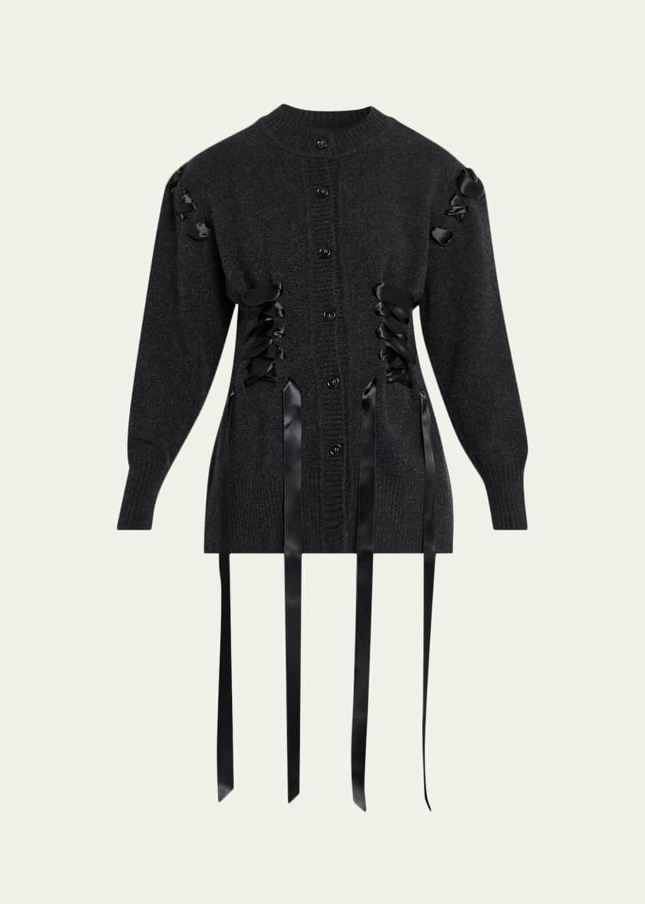 Simone Rocha Sculpted Ribbon Corset Cardigan - Bergdorf Goodman