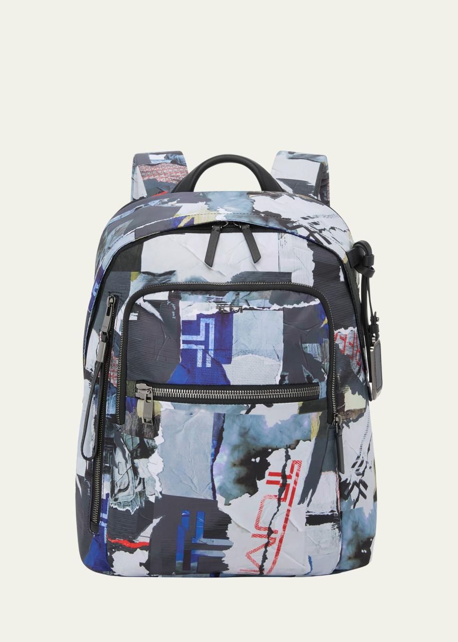 tumi backpack halsey Voyageur Pocket features Leather top handle Front zip pocket Front U TUMI Halsey Backpack Black/Gold