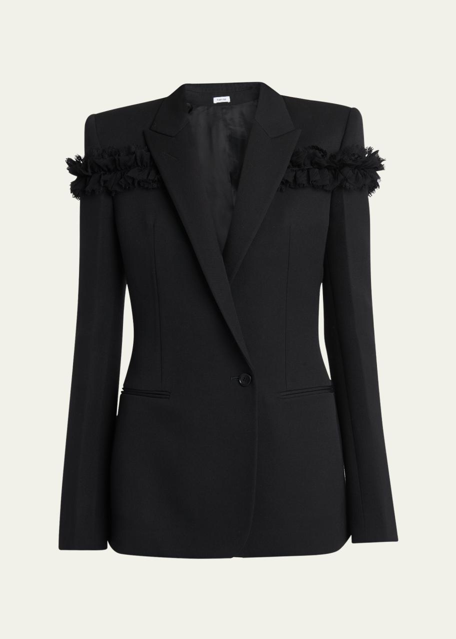 McQueen Ruffle Single-Breasted Wrap Blazer Jacket - Bergdorf Goodman
