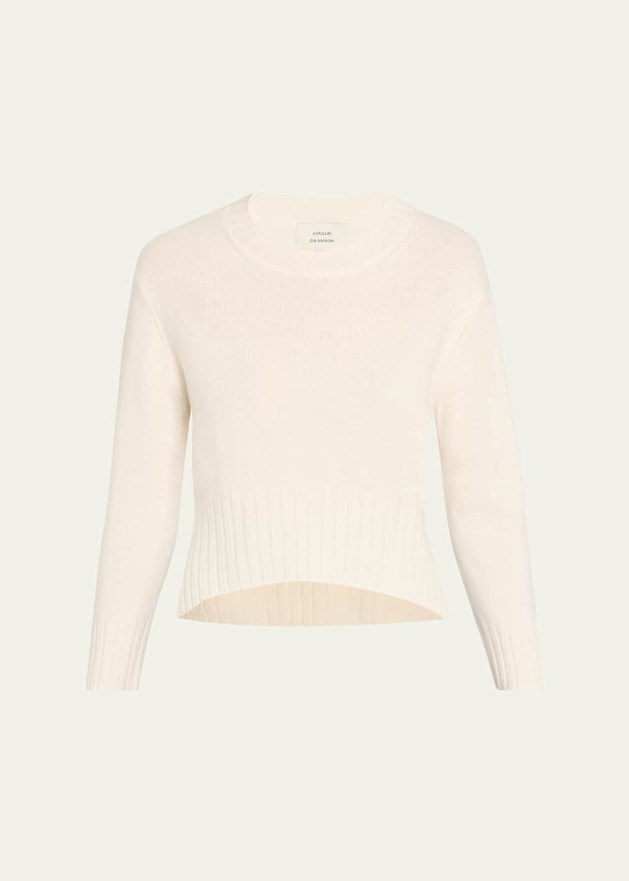 Image 1 of 1: Mora Cashmere Crop Crewneck Sweater
