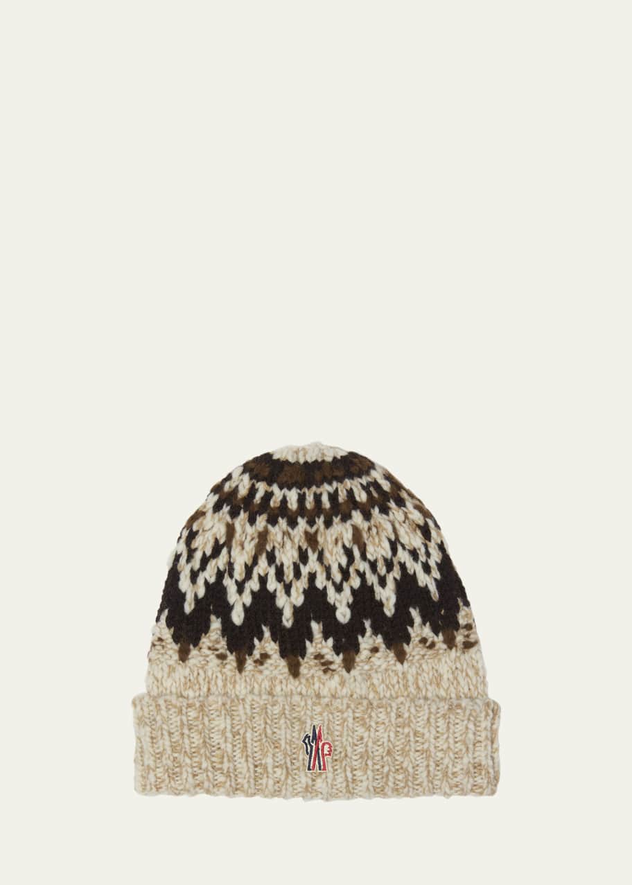 Moncler Grenoble Men's Multi Fair Isle Chunky Knit Beanie Hat